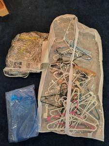 lot 151 image: Collection of Assorted Plastic and Wooden Hangers in Storage Bags