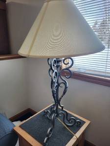 lot 158 image: Decorative Wrought Iron Table Lamp with Shade