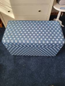 lot 197 image: Upholstered Storage Ottoman with White Star Pattern