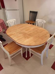 lot 223 image: Oval Wooden Dining Table with 4 Chairs, 57x42x30 Inches