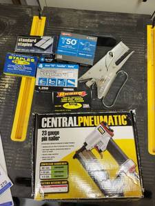 lot 245 image: Central Pneumatic 23 Gauge Pin Nailer with Arrow Stapler and Staples