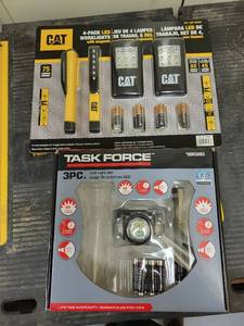 lot 246 image: CAT 4-Pack LED Worklights with Magnets and Task Force 3-Piece LED Light Set