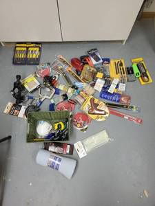lot 280 image: Large Lot of Hand Tools and Accessories Including Drill Bits, Blades, Voltage Tester, and More