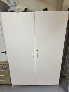lot 292 image: White Utility Storage Cabinet 48 x 21 x 72 Inches