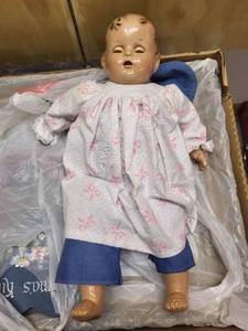 lot 294 image: Vintage Baby Doll with Painted Hair and Blue Eyes