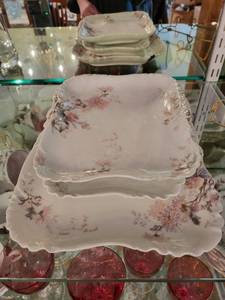 lot 401 image: Haviland Limoges France Porcelain Plates and Platters Set with Floral Pattern