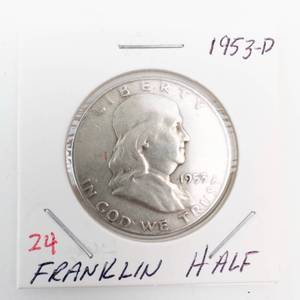 lot 24 image: 1953-D Franklin Half