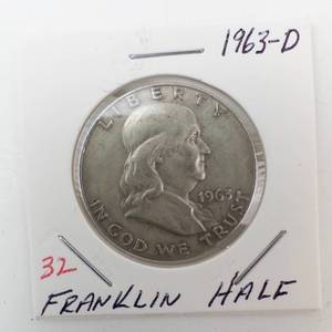 lot 32 image: 1963-D Franklin Half