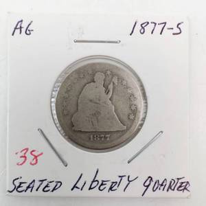 lot 38 image: 1877-S Seated Liberty Quarter
