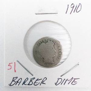 lot 51 image: 1910 Barber Dime