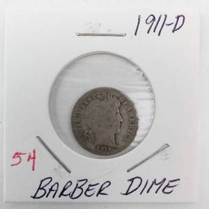 lot 54 image: 1911-D Barber Dime