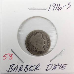 lot 58 image: 1916-S Barber Dime