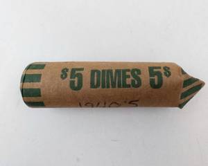 lot 60 image: 1 roll of 50 1940s Mercury Dimes,  Approx, 3.6 oz silver
