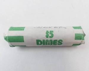 lot 63 image: 1 roll of 50 silver Roosevelt dimes, Approx, 3.6 oz silver