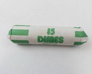 lot 64 image: 1 roll of 50 silver Roosevelt dimes, Approx, 3.6 oz silver