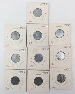 lot 70 image: 10 Steel cents, 1943-D, 1943-S