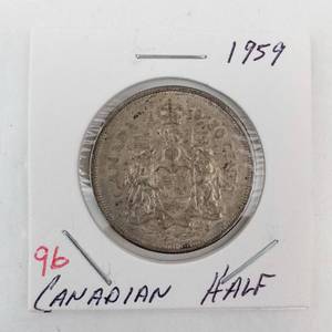 lot 96 image: 1959 Canadian Silver Half Dollar