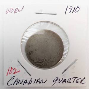 lot 102 image: 1910 Canadian quarter