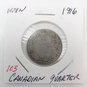 lot 103 image: 1916 Canadian quarter