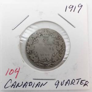 lot 104 image: 1919 Canadian quarter