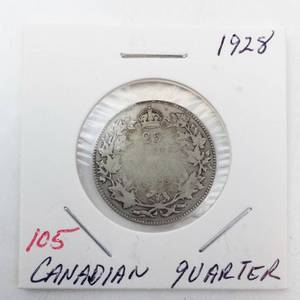 lot 105 image: 1928 Canadian quarter