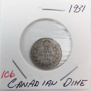lot 106 image: 1931 Canadian dime