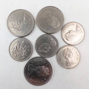 lot 110 image: $5.00 face value obsolete Canadian dollar and half dollar coins (non silver)