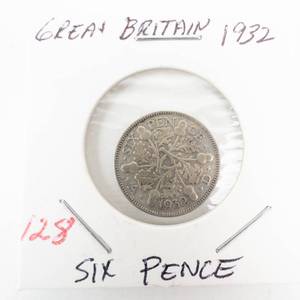 lot 128 image: Great Britian silver 1932 6 pence