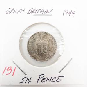 lot 131 image: Great Britian silver 1944 6 pence
