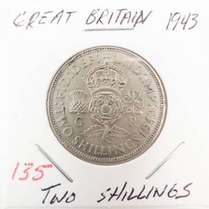 lot 135 image: Great Britian silver 1943 2 Shillings