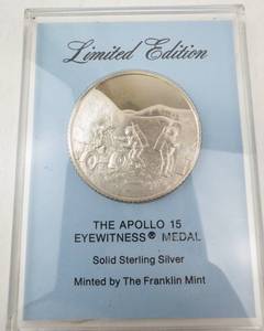lot 143 image: Limited edition Apollo 15 Eyewitness Medal .925 Sterling Franklin Mint 1971