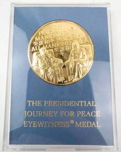 lot 144 image: Limited edition Presidential Journey For Peace Eyewitness Medal gold plated .925 Sterling