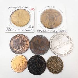 lot 148 image: Northwestern Bank of Minneapolis 1956 , WWI Great War OF Civilization, plus misc. tokens