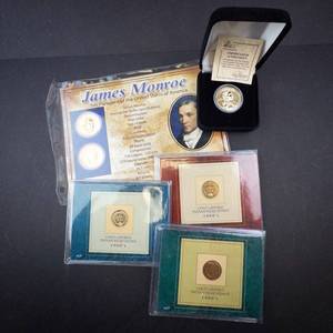 lot 153 image: an assortment of 6 various gold plated coins 3 IHPs and 3 US dollars