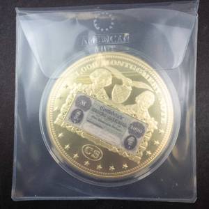 lot 154 image: CSA Banknote American Mint Comm. series $1000 Montgomery note. plated 3 oz copper