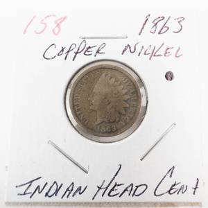 lot 158 image: 1863 Copper Nickel Indian Head Cent