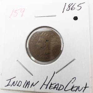 lot 159 image: 1865 Bronze Indian Head Cent with surface pitting