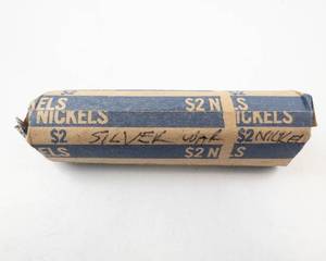 lot 176 image: 1 roll of 40 silver war nickels mixed dates, approx. 2 14 oz silver content