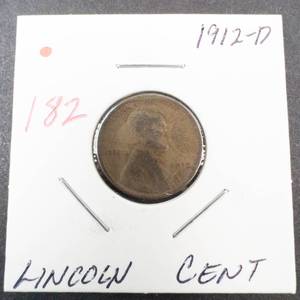 lot 182 image: 1912-D Lincoln Cent