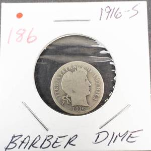 lot 186 image: 1916-S Barber Dime