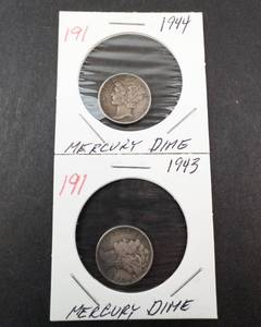 lot 191 image: 1943, 1944 Mercury dime