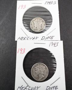 lot 193 image: 1943, 1943-S Mercury dimes