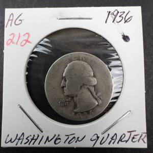 lot 212 image: 1936 Washington quarter worn
