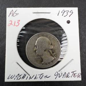 lot 213 image: 1939 Washington quarter worn