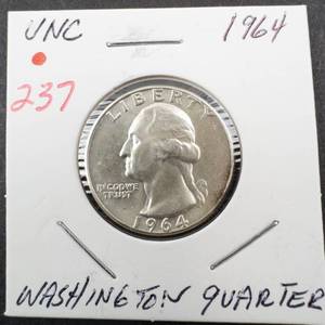 lot 237 image: 1964 Washington uncirculated quarter