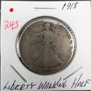 lot 243 image: 1918 Liberty Walking half dollar