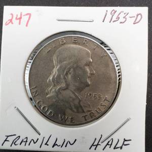 lot 247 image: 1953-D Franklin half dollar