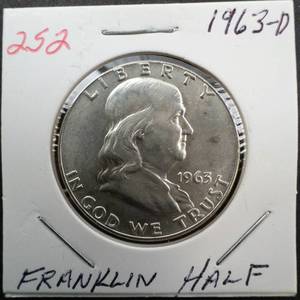 lot 252 image: 1963-D Franklin half dollar
