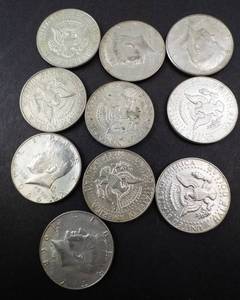 lot 263 image: 10) 40% silver Kennedy half dollars, Approx. 1.48 oz