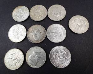 lot 264 image: 10) 40% silver Kennedy half dollars, Approx. 1.48 oz